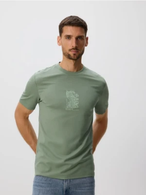 Zdjęcie produktu Reserved - T-shirt regular z haftem - jasnozielony
