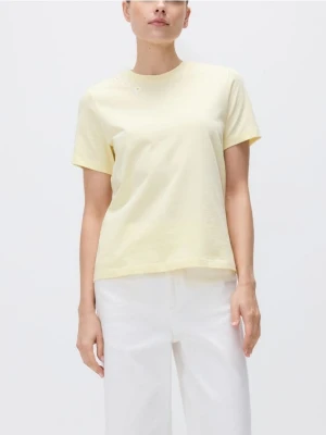 Reserved - T-shirt regular z haftem - jasnożółty