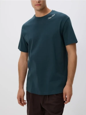 Reserved - T-shirt regular z haftem - zielony