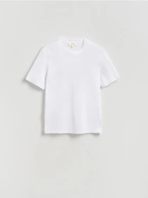 Zdjęcie produktu Reserved - T-shirt regular z interlokowym splotem - biały