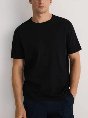 Reserved - T-shirt regular z lnem - czarny