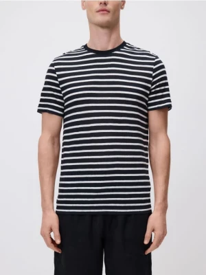 Reserved - T-shirt regular z lnem - czarny