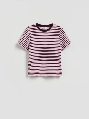 Reserved - T-shirt regular z merceryzowanej bawełny - ciemnofioletowy