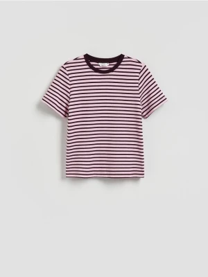 Reserved - T-shirt regular z merceryzowanej bawełny - ciemnofioletowy