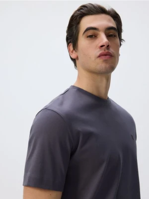 Reserved - T-shirt regular z merceryzowanej bawełny - ciemnoszary