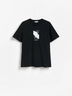 Reserved - T-shirt regular z merceryzowanej bawełny - czarny