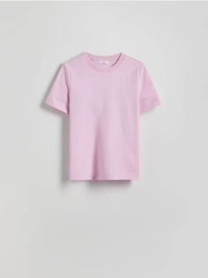 Reserved - T-shirt regular z merceryzowanej bawełny - lawendowy
