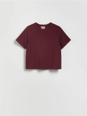 Reserved - T-shirt regular z modalem - bordowy
