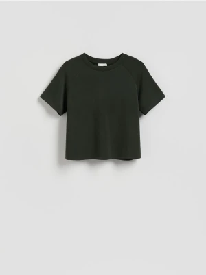 Reserved - T-shirt regular z modalem - ciemnozielony