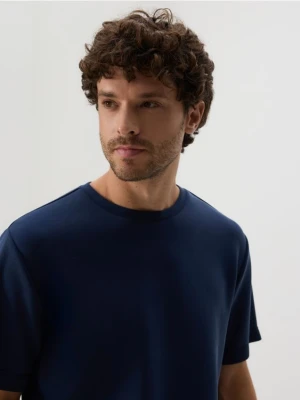 Reserved - T-shirt regular z modalem - granatowy