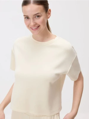 Reserved - T-shirt regular z modalem - jasnożółty