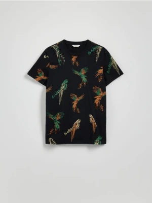 Reserved - T-shirt regular z nadrukiem allover - czarny