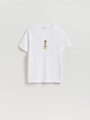 Reserved - T-shirt regular z nadrukiem - biały