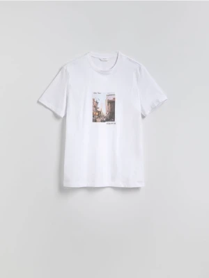 Reserved - T-shirt regular z nadrukiem - biały