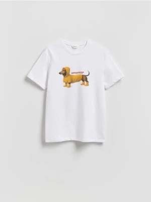 Zdjęcie produktu Reserved - T-shirt regular z nadrukiem - biały