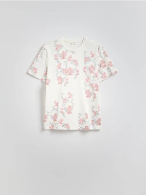 Reserved - T-shirt regular z nadrukiem - biały