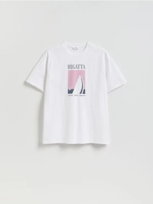 Reserved - T-shirt regular z nadrukiem - biały