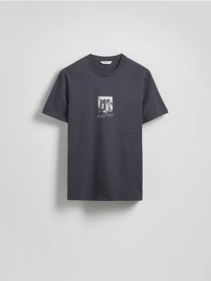 Reserved - T-shirt regular z nadrukiem - ciemnoszary