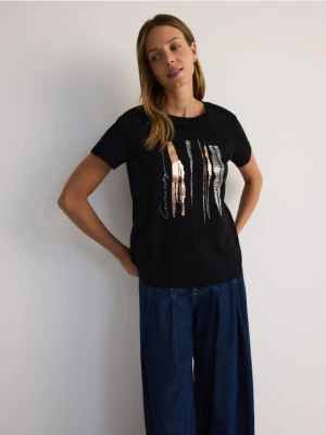 Reserved - T-shirt regular z nadrukiem - czarny