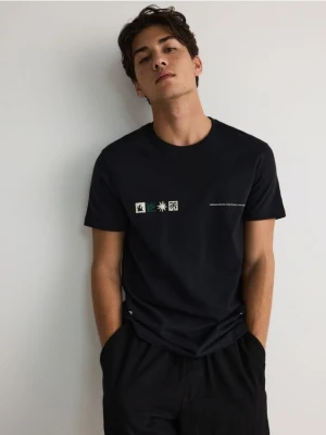 Reserved - T-shirt regular z nadrukiem - czarny