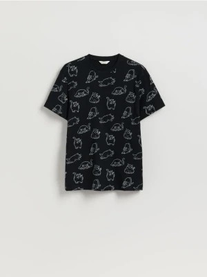 Reserved - T-shirt regular z nadrukiem - czarny