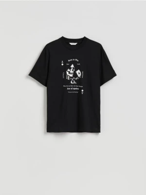 Reserved - T-shirt regular z nadrukiem - czarny