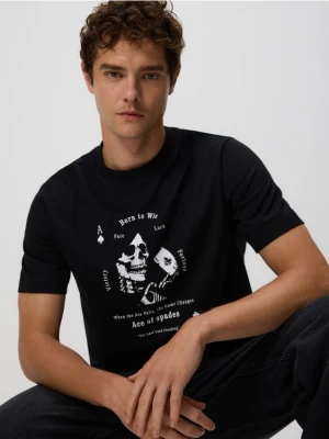 Zdjęcie produktu Reserved - T-shirt regular z nadrukiem - czarny