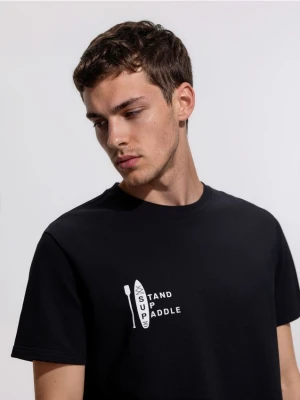 Reserved - T-shirt regular z nadrukiem - czarny