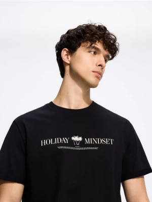 Reserved - T-shirt regular z nadrukiem - czarny