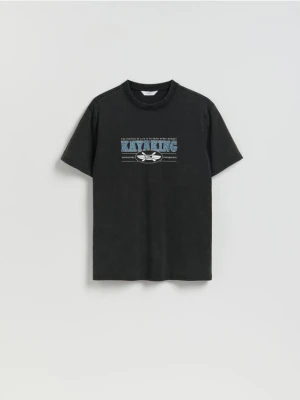 Reserved - T-shirt regular z nadrukiem - czarny