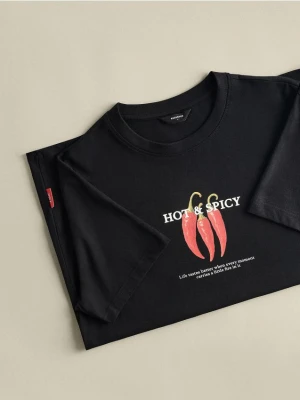 Reserved - T-shirt regular z nadrukiem - czarny