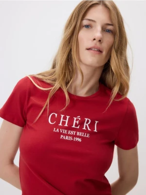 Reserved - T-shirt regular z nadrukiem - czerwony