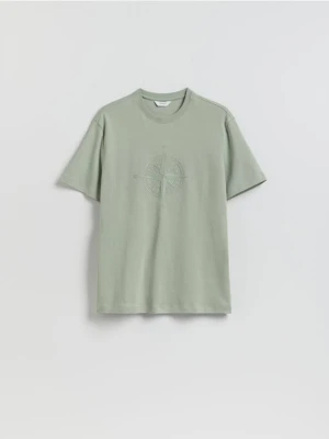 Reserved - T-shirt regular z nadrukiem - jasnoturkusowy