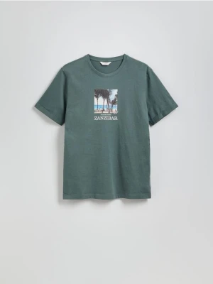 Reserved - T-shirt regular z nadrukiem - jasny zielony