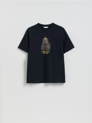 Reserved - T-shirt regular z nadrukiem - szary