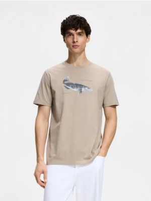 Reserved - T-shirt regular z nadrukiem - szary