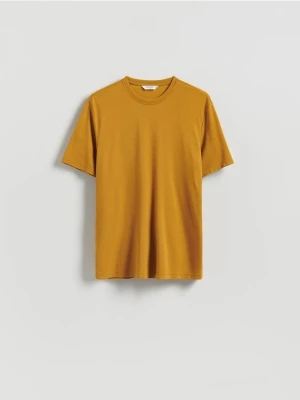 Reserved - T-shirt regular z wiskozą - bursztynowy