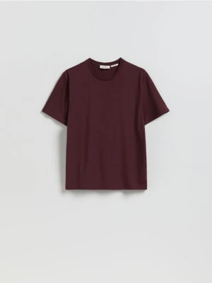 Reserved - T-shirt regular z włóknem bambusowym - bordowy