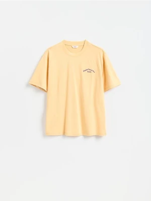 Reserved - T-shirt relaxed z haftem - jasnopomarańczowy