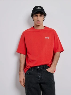 Reserved - T-shirt relaxed z nadrukiem - intenstywna czerwień
