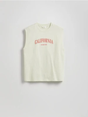 Reserved - T-shirt relaxed z nadrukiem - jasnoturkusowy