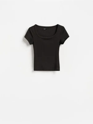 Reserved - T-shirt slim fit z modalem - ciemnobrązowy