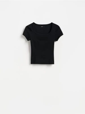 Reserved - T-shirt slim fit z modalem - czarny