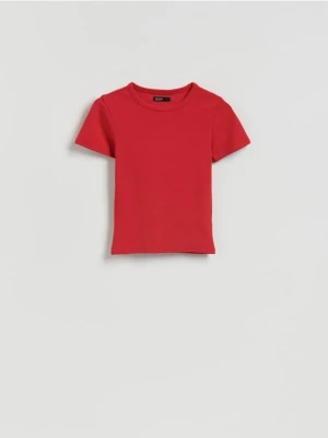 Reserved - T-shirt slim fit z modalem - czerwony