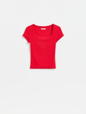 Reserved - T-shirt slim fit z modalem - czerwony