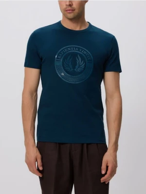 Reserved - T-shirt slim fit z nadrukiem - szary