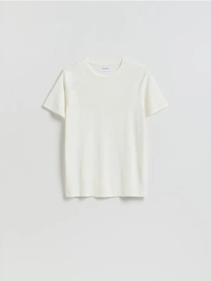 Reserved - T-shirt slim fit z wiskozą - biały