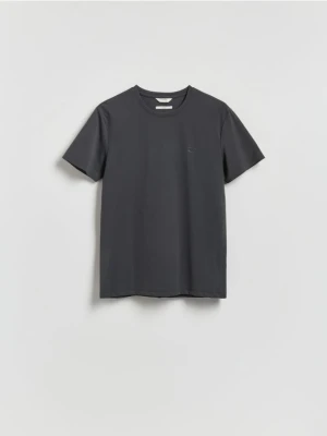 Reserved - T-shirt slim z bawełną merceryzowaną - ciemnoszary