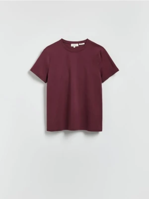 Reserved - T-shirt slim z bawełny merceryzowanej - bordowy