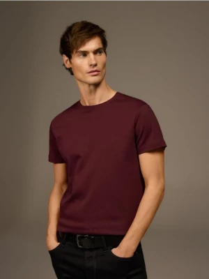 Reserved - T-shirt slim z bawełny merceryzowanej - bordowy